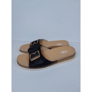 Dr Scholls Originalist 2 Black Synthetic Sandals Buckle Slide Women Sz 9